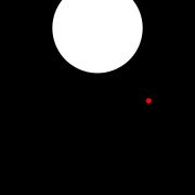 Three fish look at the moon | White and red pager on black paper | Jan. 2020